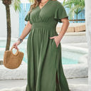  Juliana Plus Size Surplice Neckline Shirred Maxi Dress