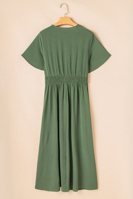 Juliana Plus Size Surplice Neckline Shirred Maxi Dress