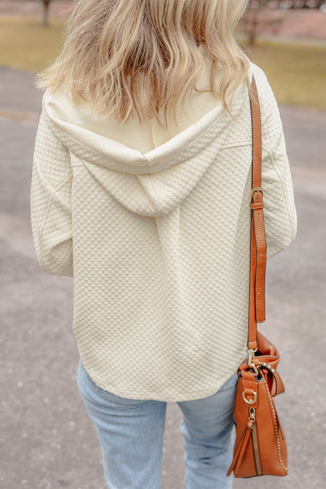Julie Textured Neckline Side Hoodie