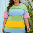  Juliet Plus Size Exposed Seam Patchwork Top
