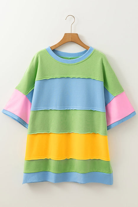 Juliet Plus Size Exposed Seam Patchwork Top