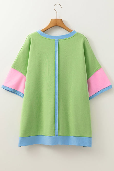 Juliet Plus Size Exposed Seam Patchwork Top