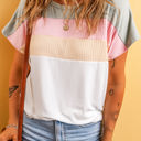  Julieta Ribbed Color Block Patchwork T-shirt