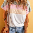  Julieta Ribbed Color Block Patchwork T-shirt