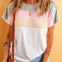  Julieta Ribbed Color Block Patchwork T-shirt