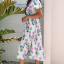  Julietta Floral Puff Short Sleeve V Neck High Waist Maxi Dress