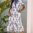  Julietta Floral Puff Short Sleeve V Neck High Waist Maxi Dress