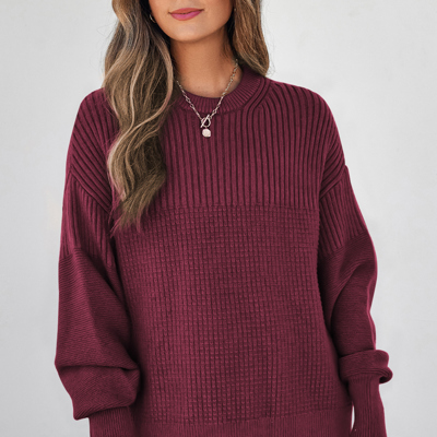 Julietta Mixed Textured Knitted Sweater
