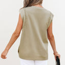  Julietta Studded Cap Sleeve Round Neck Top