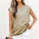  Julietta Studded Cap Sleeve Round Neck Top