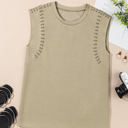  Julietta Studded Cap Sleeve Round Neck Top