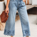  Juliette Embroidered Cropped Wide Leg High Waist Jeans