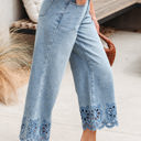  Juliette Embroidered Cropped Wide Leg High Waist Jeans