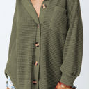 Green Medium June Waffle Knit Button Up Casual Shirt