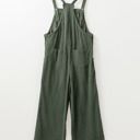  Jungle Green Plus Size Corduroy Pocketed Wide Leg Overall