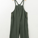  Jungle Green Plus Size Corduroy Pocketed Wide Leg Overall