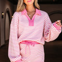 Juniper Stripe Collared Pullover and Skort Outfit