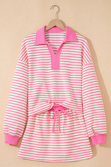 Juniper Stripe Collared Pullover and Skort Outfit