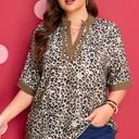  Kahlani Crinkled Colorblock Patchwork PLUS Blouse