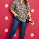  Kahlani Crinkled Colorblock Patchwork PLUS Blouse