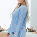  Kahlani Terry Raw Hem Long Sleeve Top