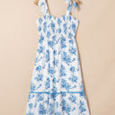  Kai Floral Shirred Knot Shoulder Sleeveless Long Dress