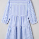  Kaia Stripe Bracelet Sleeve Tiered Dress with Pockets