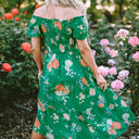  Kailany Floral Bubble Sleeve Smocked Tiered Midi Dress