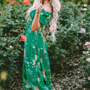  Kailany Floral Bubble Sleeve Smocked Tiered Midi Dress