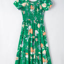  Kailany Floral Bubble Sleeve Smocked Tiered Midi Dress