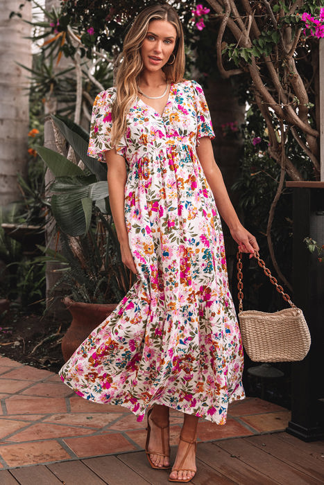 Kaitlyn Floral Short Sleeve Maxi Dress