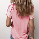  Kaiya Exposed Seam Color Block Knitted V Neck Top
