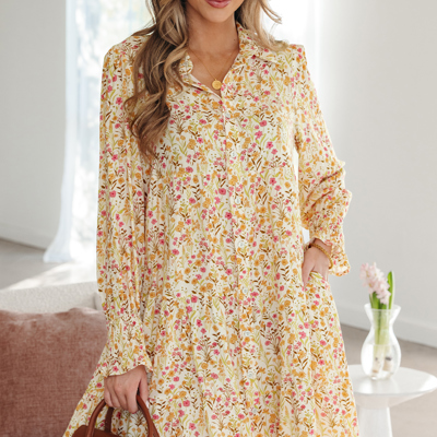 Kaiya Loose Shirt Dress Long Sleeve