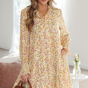 Yellow Small Kaiya Loose Shirt Dress Long Sleeve