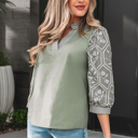  Kaiya Sleeve Contrast Patchwork Blouse
