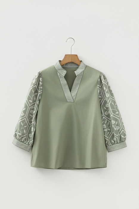 Kaiya Sleeve Contrast Patchwork Blouse