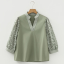  Kaiya Sleeve Contrast Patchwork Blouse