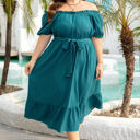  Kali Plus Size Frilled U Neck Midi Dress