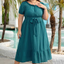  Kali Plus Size Frilled U Neck Midi Dress