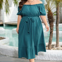  Kali Plus Size Frilled U Neck Midi Dress