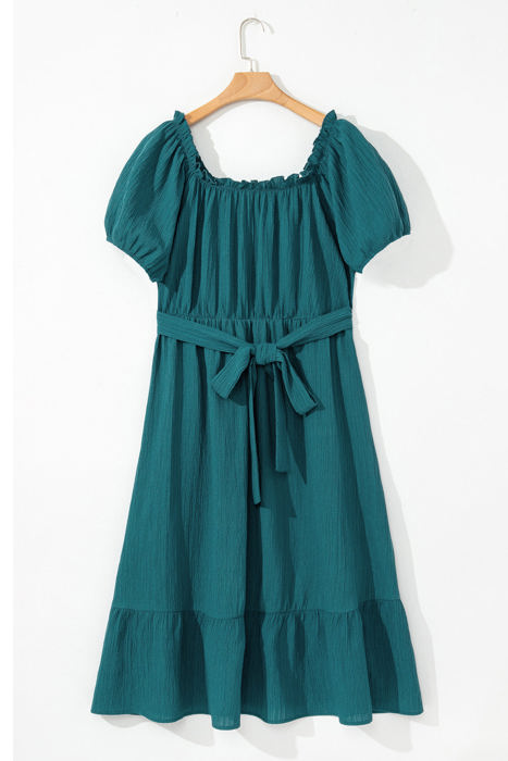 Kali Plus Size Frilled U Neck Midi Dress