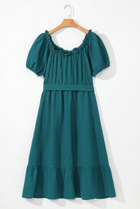Kali Plus Size Frilled U Neck Midi Dress