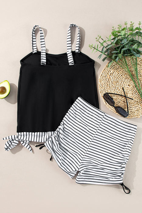 Kaliyah Striped Patchwork Tankini Set