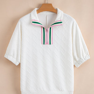 Kami Striped Collar Textured Blouse