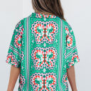  Kamiyah Boho Abstract Striped Collared V Neck Blouse