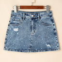  Kamryn Rhinestone Distressed Denim Skirt