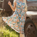  Kara Floral Tie Waist Sleeveless Holiday Long Dress