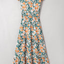  Kara Floral Tie Waist Sleeveless Holiday Long Dress