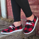 Kara Vintage Plaid Lace Up Flat Shoes