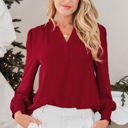 Burgundy Small Karimya Long Sleeve Blouse Long Sleeve Top